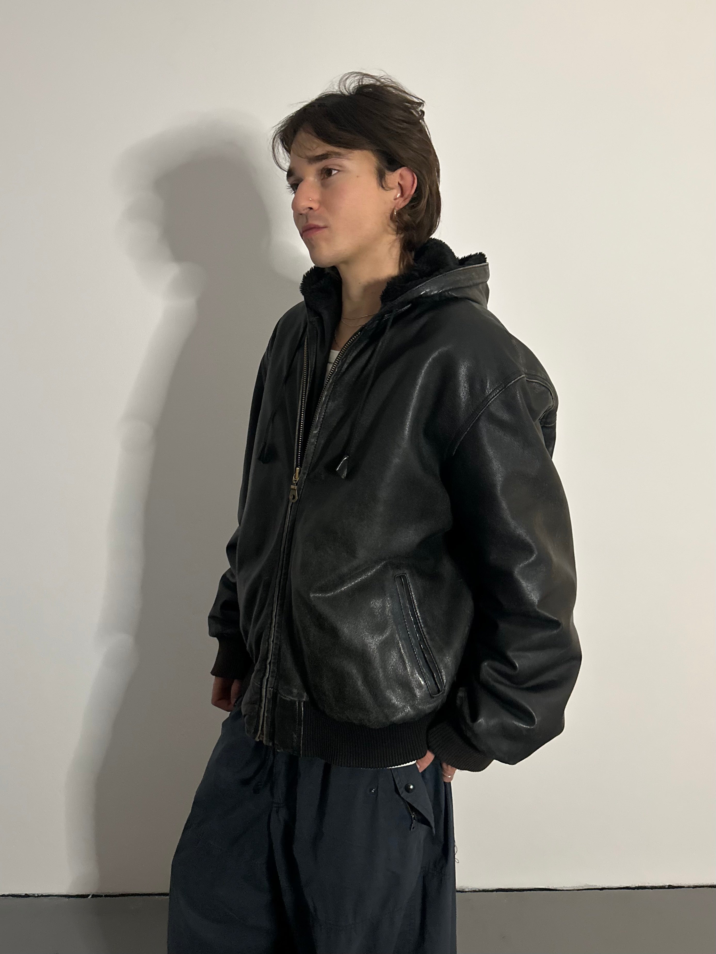 Hooded Leather Jacket